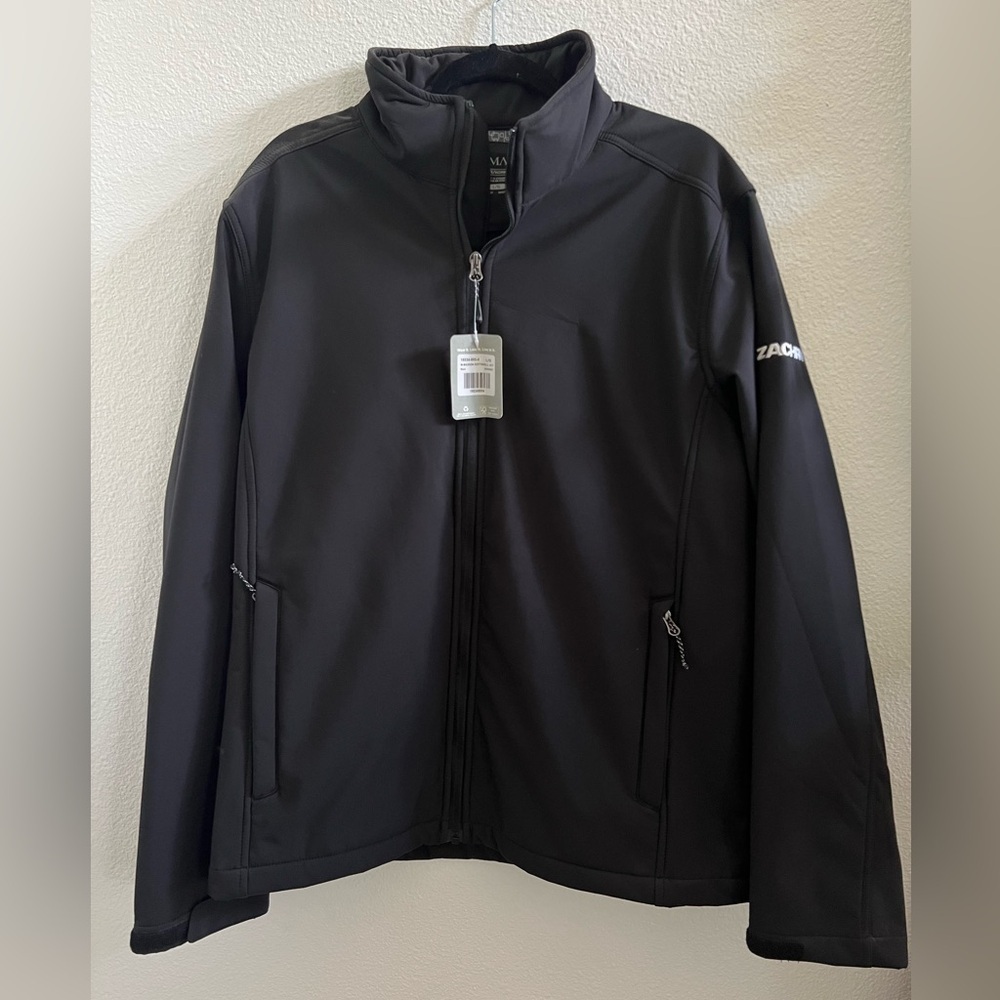 NWT Trimark Maxson Mens Black Softshell Zip Up “Company” Jacket sample Large